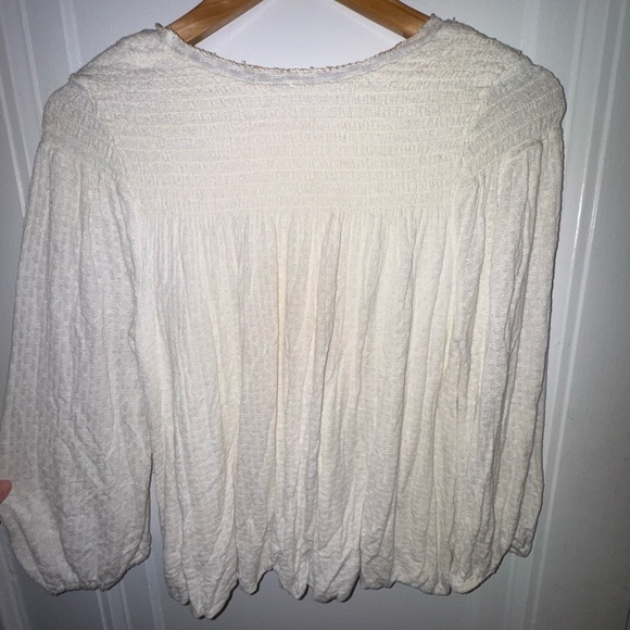 NWOT - Free People Elegant Cream and Brown Embroidered Top - Picture 3 of 6
